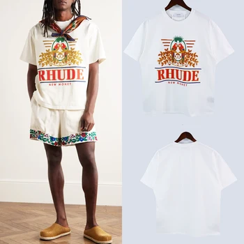 тениска с 23 буквите ss RHUDE, мъжки и дамски ежедневни ризи с Високо качество, мъжки и дамски модни ежедневни блузи, тениски