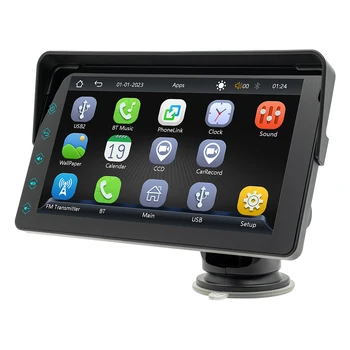 Кола стерео БТ MP5 плейър със 7-инчов сензорен екран, вграден в автомобилен FM трансмитер Carplay Android с регулируем група на 360 градуса
