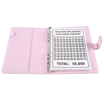 Папка за подвързване 100 пликове, лесен и интересен начин да се спестят 5050 долара, Книга за планиране на бюджета за Еднократна употреба, Устойчива, лесна за използване