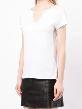 Бяла дамска тениска с къс ръкав и писмото гитарным принтом, Всекидневни Годишната жена топ 2023, прости дамски тениски