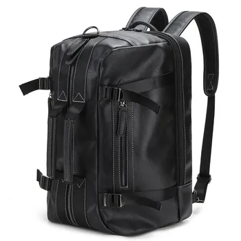 Нова мъжки голяма чанта с двойна употреба с голям капацитет мъжки раница от изкуствена кожа, чанта за компютър, лаптоп с диагонал раница за пътуване