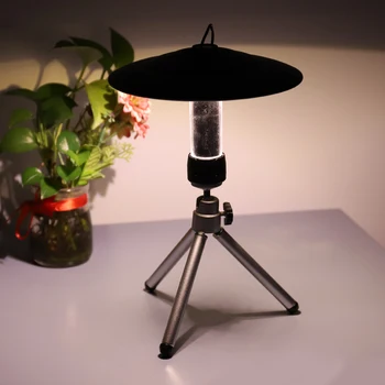 Преносима лампа-триножник с USB зареждане, Водоустойчив преносим фенер с абажуром, 3 режима, лампа за къмпинг, статив за черно куче ESLNF