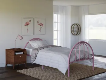 BK Furniture Brooklyn Класическа метална легло, двойна стая, розова