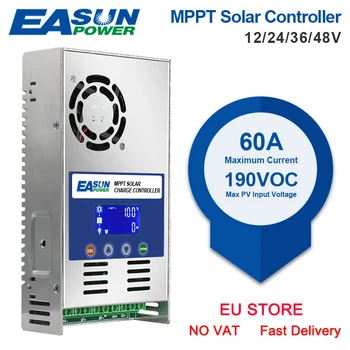 EASUN MPPT 30/40/60/80/100A Слънчев Контролер за Зареждане на Оловно-киселинни Литиева Батерия Regulador 12/24/36/48 В Автоматичен Слънчев Контролер LCD