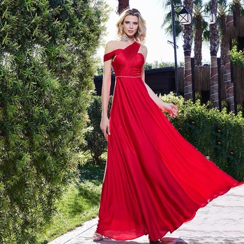 UZN Червени вечерни рокли Трапецовидна форма с открити рамене, Атласное Ново записване, рокля за бала С гънки, вечерни рокли с дължина до пода, индивидуален размер