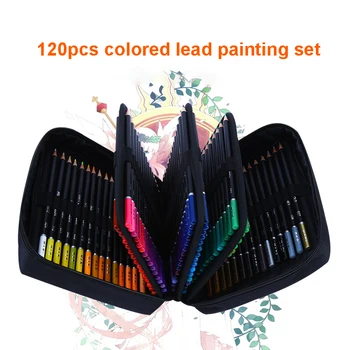 Комплект цветни моливи 72/120, Професионален комплект за рисуване с пеналом, острилка, комплект за рисуване, за да проверите за начинаещи