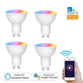 2021 Нов Wifi Smart Gu10 Led Лампа Фокус 220-240 В eWeLink APP 4 W RGB + CCT Гласово Управление на Работа С Алекса Google Home
