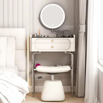 Луксозен Тоалетка с чекмедже, Бяла Тоалетка за момичета, Модерен Класически масичка за съхранение на вещите в спалнята, за Украса на дома прически