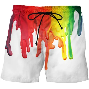 Мъжки Плажни панталони с 3D принтом, Къси Мъжки цветни Плажни шорти, Ежедневни панталони за морски Сърф, Летни шорти за плуване Унисекс