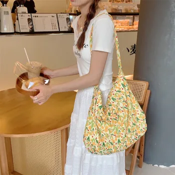 Youda Нова Чанта през рамо от Памучна тъкан за Жени, Реколта Цвете Чанта през рамо, Голяма Ежедневни Голям Чанта-Тоут за Пазаруване