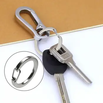 1 Комплект пръстени за ключове от неръждаема стомана с Карабинер за ключове, Пружинное който отваря пръстен, Малък/Голям Карабинер, кука за ключове, аксесоар за ключодържател