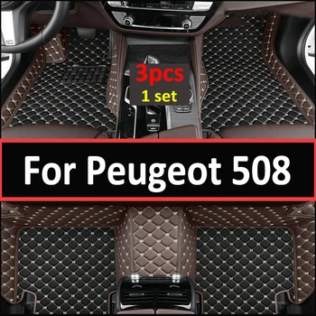 LHD За Peugeot 508 2017 2018 2015 2016 2013 2014 2011 2012 Автомобилни постелки за оформяне на интериора, Водоустойчив, Анти Мръсни Кожени подложки