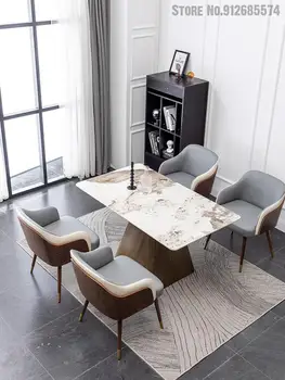 Модерен Лек Луксозен стол за хранене от масивно дърво, е Просто домашен маса за хранене и стол, кафене, Дизайнерска спалня, чист червен стол