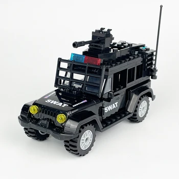 122 бр., взрывозащищенная полицейска кола SWAT, Военни, черен модел на автомобила, строителни блокове, фигури, образователни играчки за момчета, подаръчен комплект