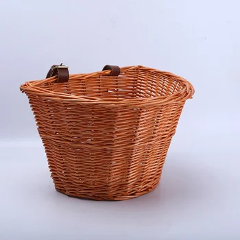 Велосипедна кошница, сплетен от ратан Предни волана, подвижна кошница за аксесоари за мотора (меден цвят)
