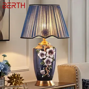 МЯСТО за СПАНЕ и Модерна керамична настолна лампа LED Ретро Творчески Луксозен Месинг настолна лампа за дома, хол, кабинет, прикроватной нощни шкафчета в спалнята
