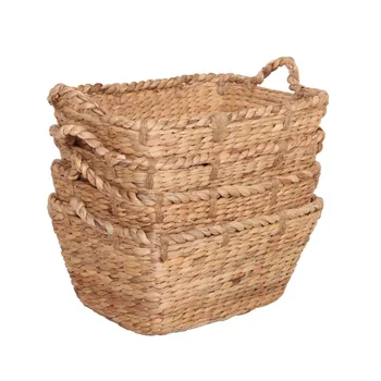 Правоъгълна кошница с водно гиацинтом, комплект от 4
