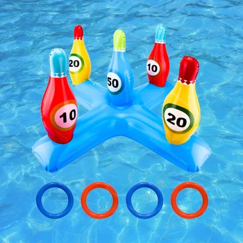 Аксесоари за външния басейн, Надувное пръстен за боулинг от PVC, игри определени за хвърляне на Върха, Плаващ басейн, Лятна плажна забавна водна играчка