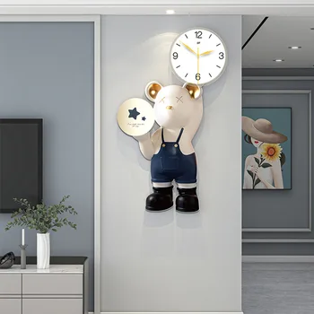 Творчески часовник във формата на мечка: модерни и луксозни стенни часовници за всекидневна - Персонализирана модерен декор за дома