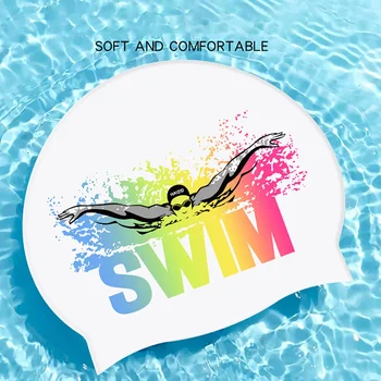 Унисекс силиконова шапка за плуване за възрастни, тренировки и състезания, 100% силикон, без бръчки и щампи