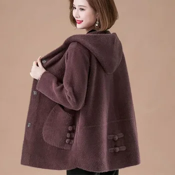 2023, Пролет-есен Ново Дамско палто от норкового руно на средна и в напреднала възраст, Благородна майчина тъкан Плюс Дебела жилетка, палто