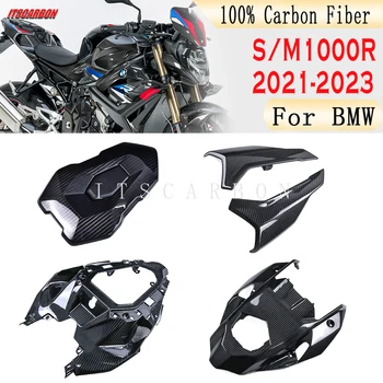 За BMW S1000R M1000R 2021 2022 2023 + Днешно 3K Въглеродни Влакна Мотоциклетное Пътнически Задната на Задната Седалка на Горната част на Панела на Капака Обтекател Комплекти