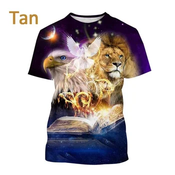 Гореща разпродажба 2023, Нова Мъжка Тениска с принтом на главата на Лъв с къс ръкав в стил хип-хоп, готина Домашно облекло с животни