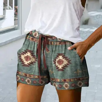 Модни летни къси Панталони с джобове От класната мека кърпа с винтажным принтом За момичета