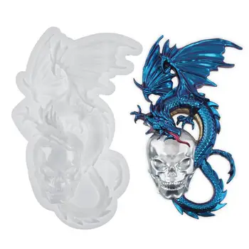 3D Антипригарная здрава силиконова форма с черепа, Универсална Силиконова форма с черепа на дракона, Форми за празни приказки, Статуята на Черепа на Хелоуин, Художествен занаят