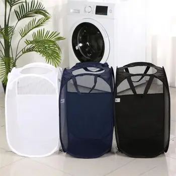 Дръжка преносима дишаща потребителска кошница за дрехи с голям капацитет За съхранение вкъщи Компактно съхранение Удобна кошница за дрехи