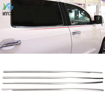 Подходящ за Toyota Tundra XK50 4-Врати 2014-2019 автоаксесоари, стомана хромирани елементи на прозорците на колата, Долна капачка на перваза на прозореца, 4 бр.