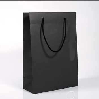 Индивидуален фирмено лого, Луксозна Черна Хартиена опаковка за дрехи, Подарък пазарска чанта, Плик