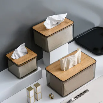Настолна кутия за салфетки С дървен капак в скандинавски минималистичном стил, Калъф за салфетки, Кухненска маса, Контейнер за извличане на хартия, Домашна кутия за салфетки