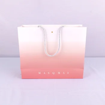 индивидуален дизайн, розово лого, хартиена торба за пазаруване, опаковане на бижута