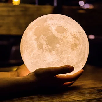 Настолна Луната, led лека нощ, 3D печат, Лунна светлина, led нощна светлина, led нощна светлина, с лампа