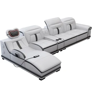 Модерен луксозен кожен електрически мултифункционален масажен разход диван