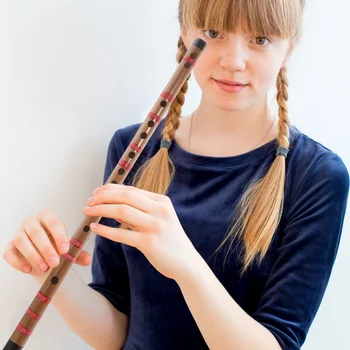 Бамбук флейта за начинаещи, уводен курс за студенти, дървени китайски традиционен музикален инструмент