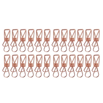 Комплект от 25 малки метални скоби от розово злато - универсални щипки за пране на въже