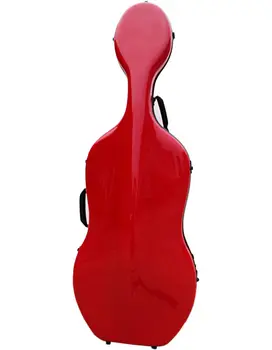 Калъф за виолончело Yinfente Advance 4/4 в реален размер, здрава каишка отзад, лека переноска, свалящ твърда кутия за виолончело от въглеродни влакна червен цвят