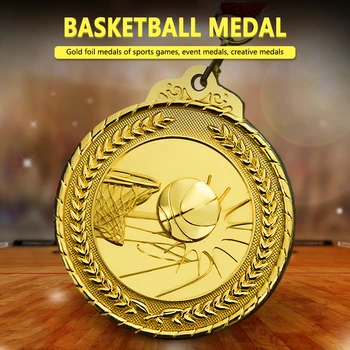Златни Сребърни Бронзови награди за състезания по баскетбол с шарени баскетбол и обръч, спортни медали, износоустойчиви премия за медалите
