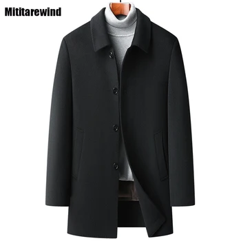 Зимно яке за мъже, бизнес ежедневното вълна палто Ръчно изработени, палто от 100% смесовой вълна, двустранно покритие с перо подплата, топло палто