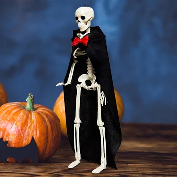 15,75 ИНЧА Мини-Скелет в цял ръст, модел на скелета на главата и ръцете на Хелоуин, модел на костите двор, градина, тераса, декор за парти в чест на Хелоуин