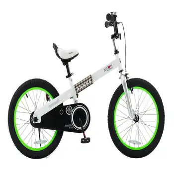 Бутони за велосипед 18 см, бели, със зелени ободами и стойка