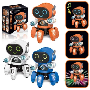 Интелигентни Електрически играчки-роботи-танцьори за деца с led подсветка и музика, играчки-роботи-количка за момичета и момчета, коледни подаръци