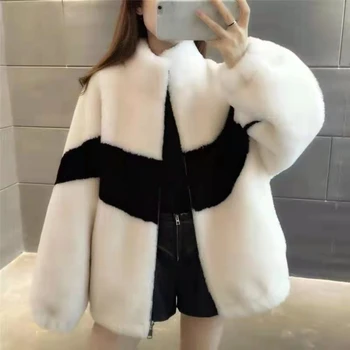 2023, Ежедневното Ново зимно однотонное палто Плюс кадифе от вълна от овце, женски топла жилетка в стил мозайка, руното яке с цип, Оверсайз 3XL, Корейски