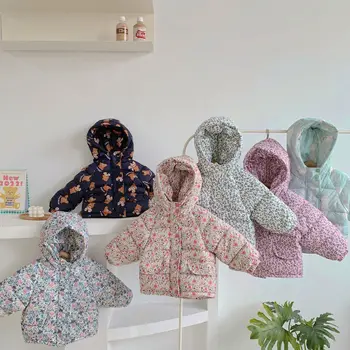 Детска корея ежедневно яке с памучна подплата от нов плътен бебешки дрехи за мъже и жени, детско топло палто от 1 до 7 години