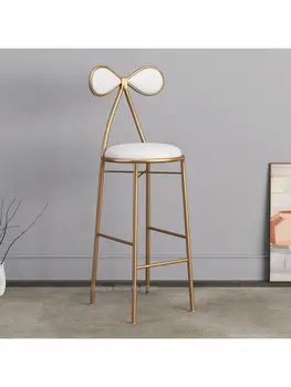 Модерен метален стол с възел пеперуди, Златна бар стол, стол за Хранене, стол за грим, Модерен прост тоалетка, Стол за магазин стоки за дома