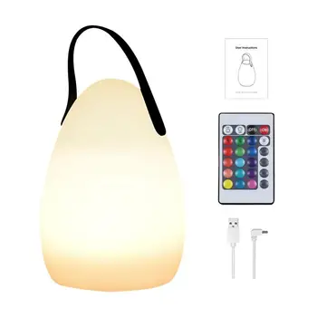 Преносима настолна лампа с USB батерия, led крушка с 6 нива на осветление, лампа за детска стая, лека нощ, 16 цвята, което променя цвета, RGB мощен