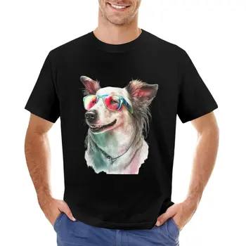 Забавна тениска с изображение на рейнбоу кученце, реколта дрехи, фланелка с къс ръкав, мъжки графични тениски в стил хип-хоп