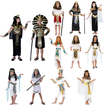 Костюми за Хелоуин за Момичета и Момчета, Древен Египет, Египетски фараон Клеопатра, Костюм на принца-принцеса за деца, Детски Cosplay